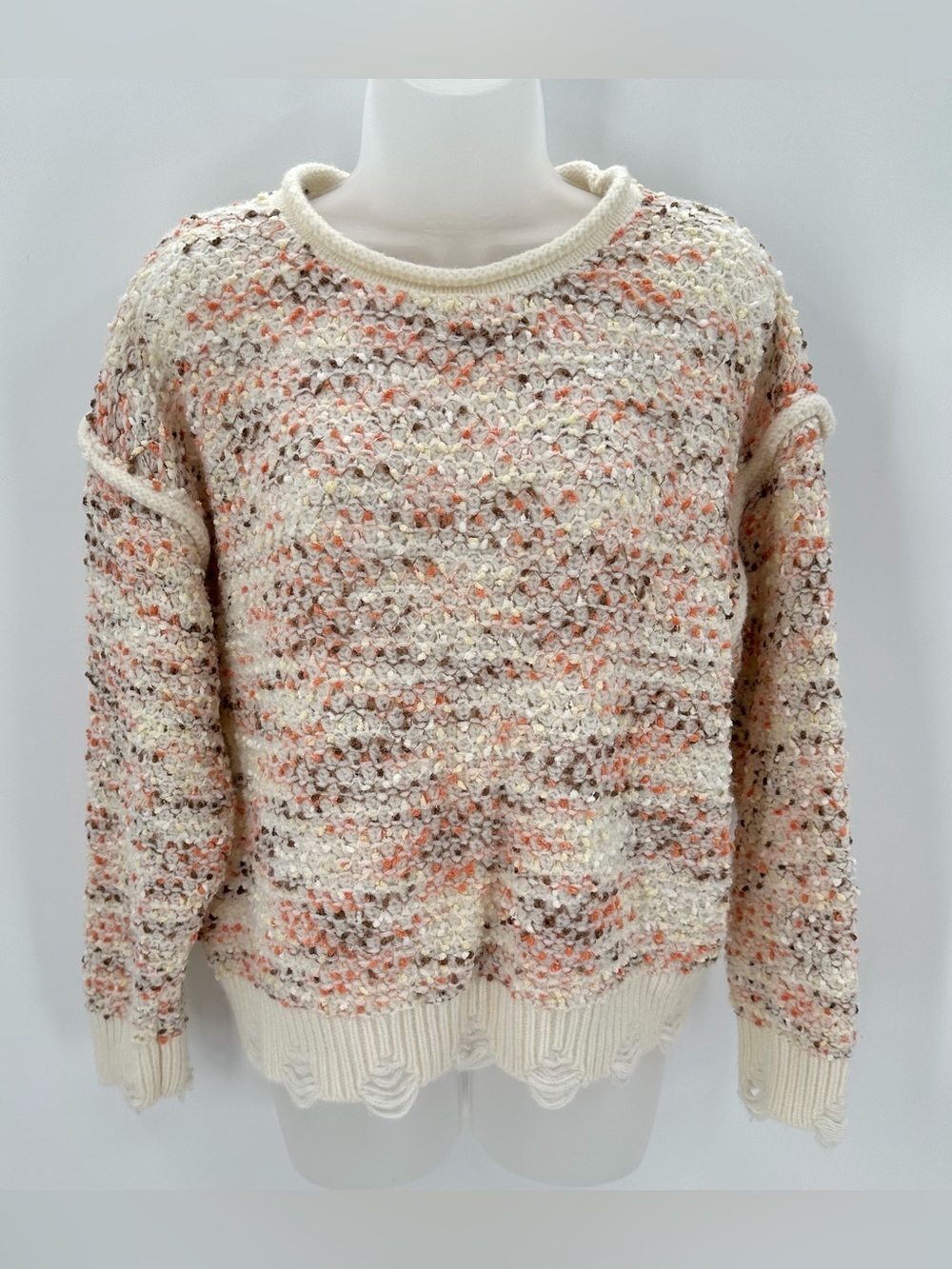 Promesa Sweater Womens S Chunky Waffle Knit Relaxed Distressed Hem Cuffs Boho